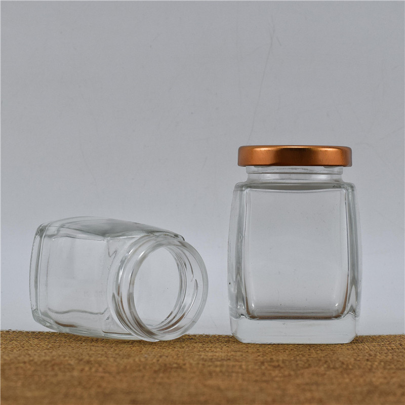 Glass Mason Clear Jar Honey Storage Jar Sugar Container Storage Canister  Decorative Glass Jar With Golden Metal Lid Brass Lid